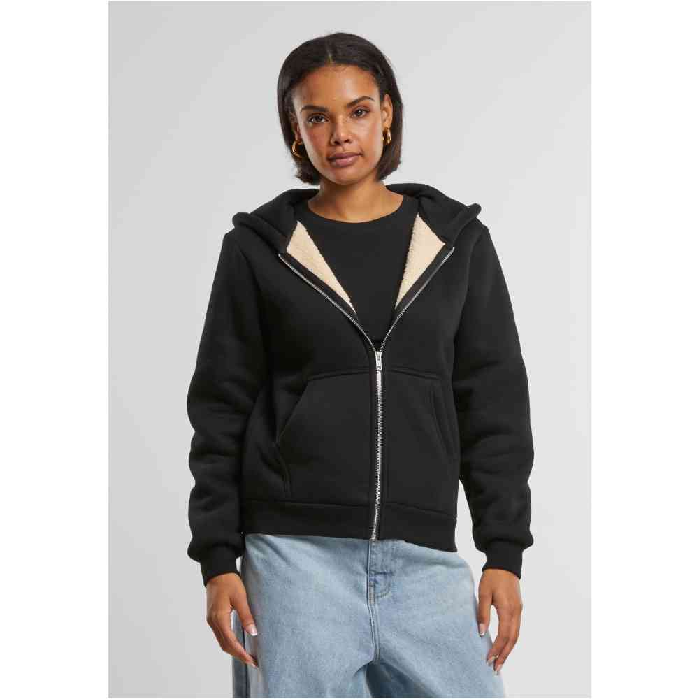 Urban Classics - Bonded Sherpa Veste zip à capuche - Noir